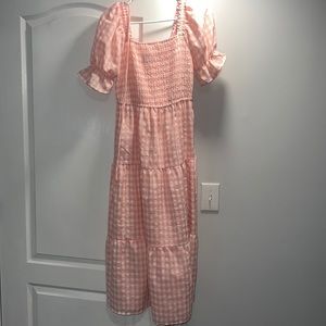 Pink and white checkered dress